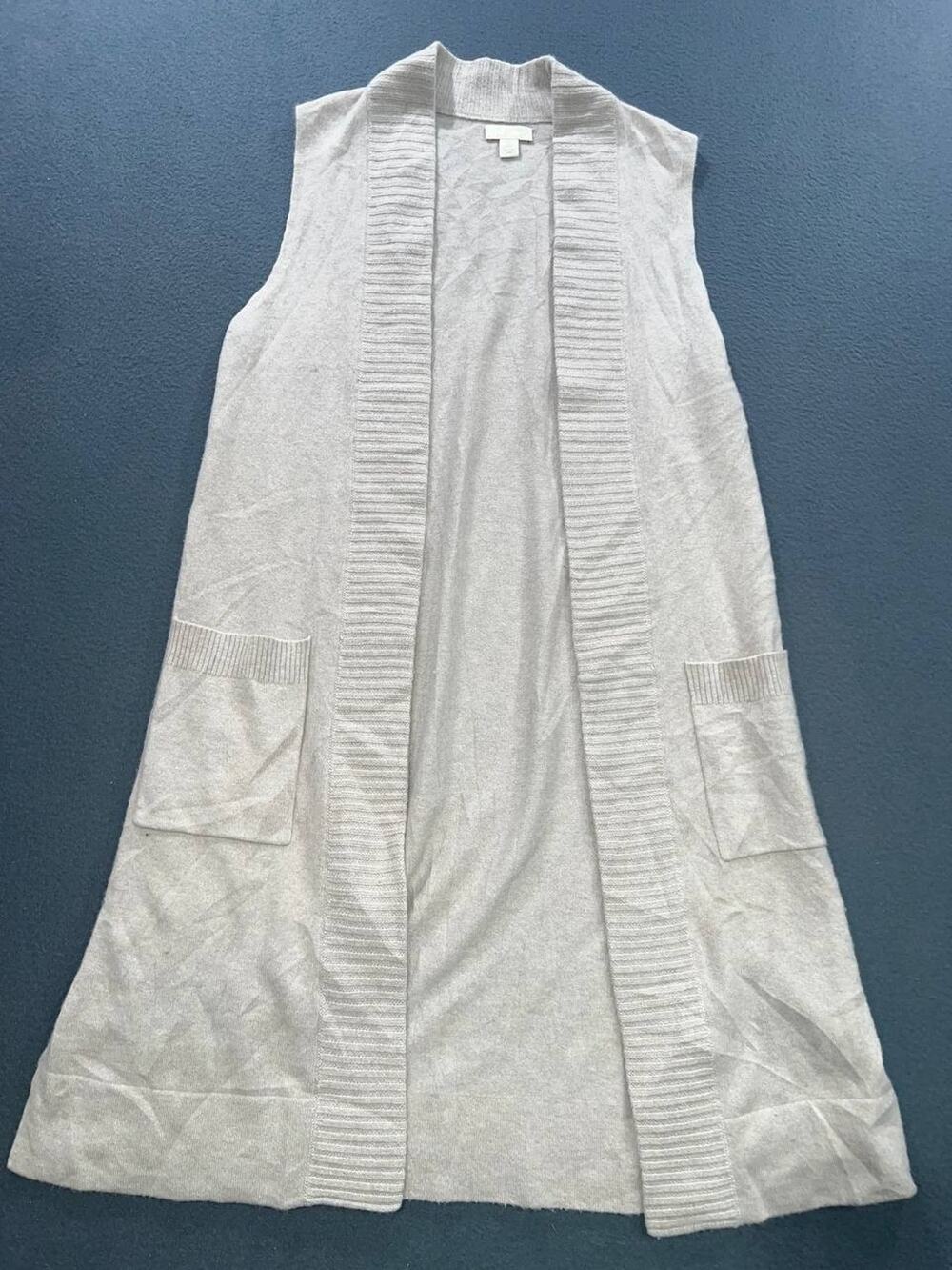 St. Tropez West 100% Cashmere Long Open‎ Front Vest Size L A009408